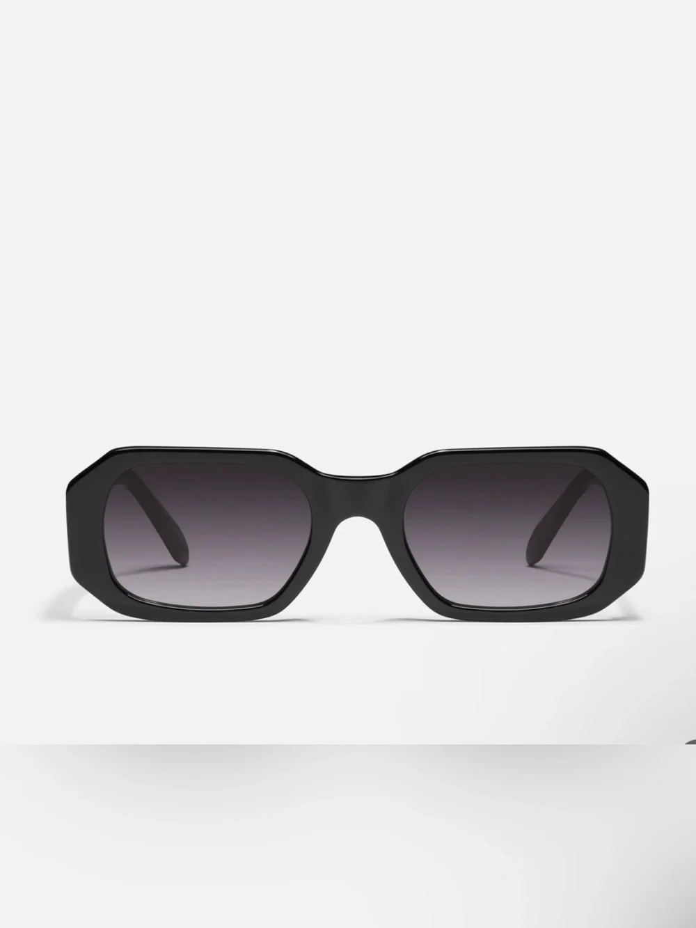 Quay HYPED UP Black Fame / Smoke Lens Geometric Narrow Sunglasses - Picture 2 of 9